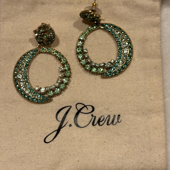 J. Crew crystal drop earrings in light pistachio color - Picture 2 of 5